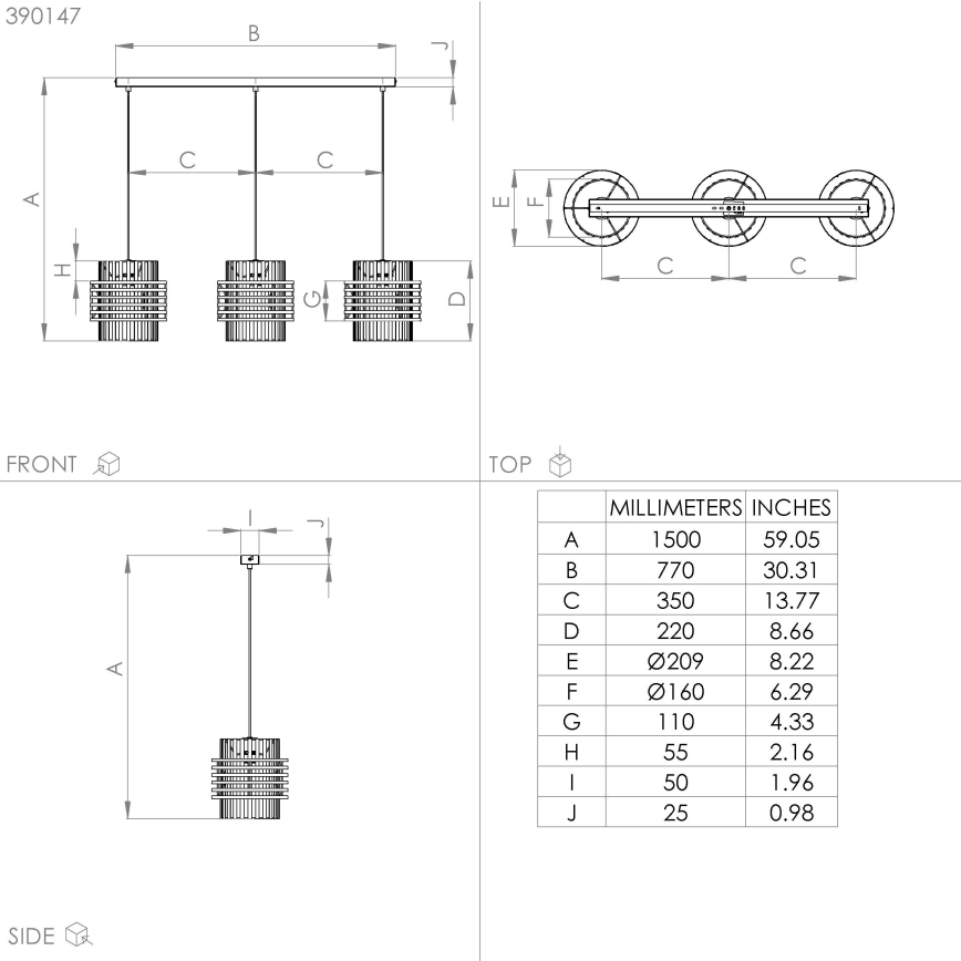 Eglo - Candeeiro suspenso 3xE27/40W/230V creme
