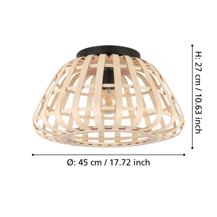 Eglo - Iluminação de teto 1xE27/40W/230V bambu