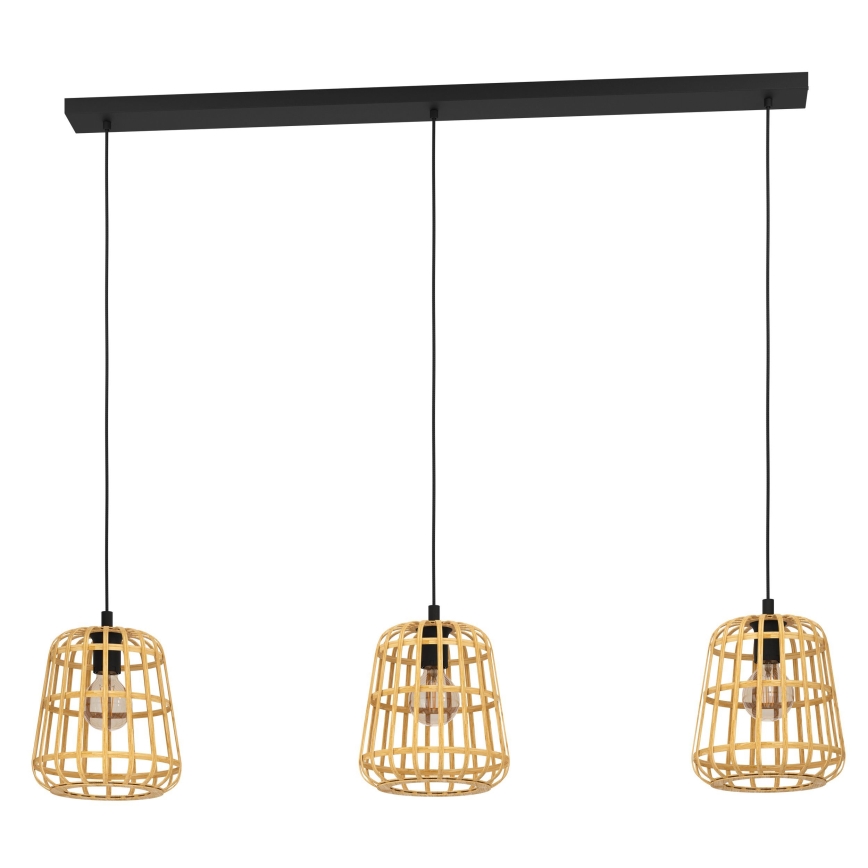Eglo - Candeeiro suspenso 3xE27/40W/230V bambu