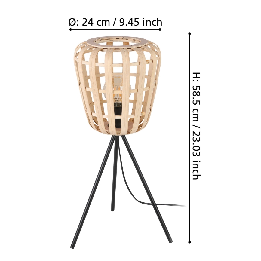 Eglo - Candeeiro de mesa 1xE27/40W/230V bambu
