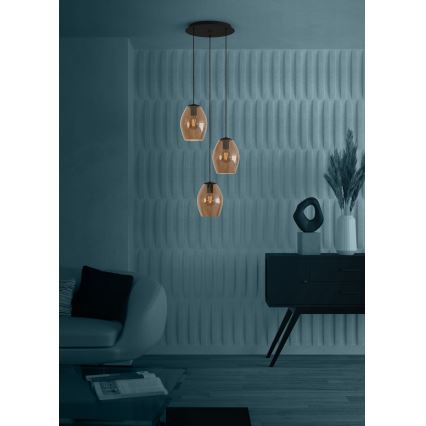 Eglo - Candeeiro suspenso 3xE27/40W/230V castanho