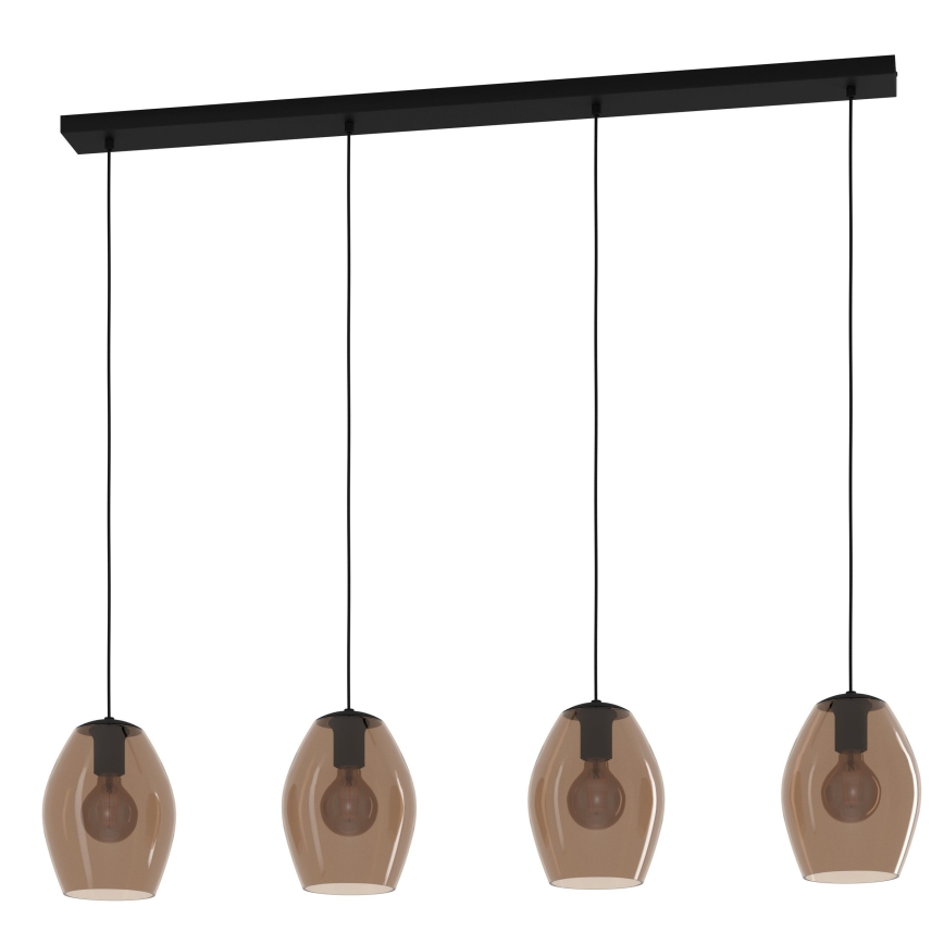 Eglo - Candeeiro suspenso 4xE27/40W/230V castanho