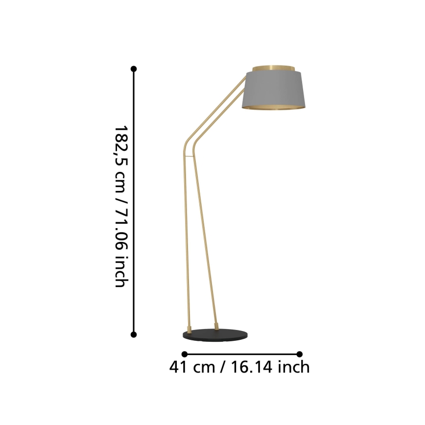 Eglo - Candeeiro de chão 1xE27/40W/230V cinzento/dourado