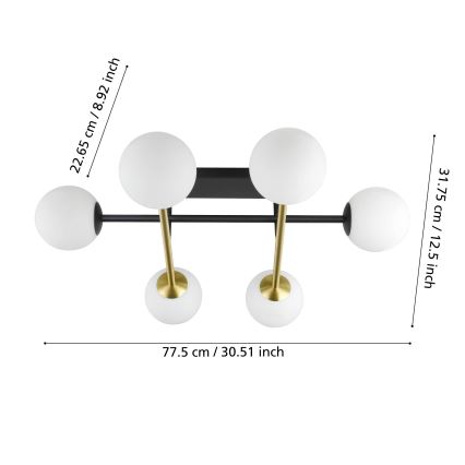 Eglo - Candeeiro integrado 6xE14/40W/230V dourado/preto