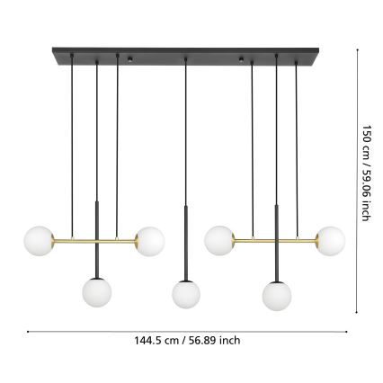 Eglo - Candeeiro suspenso 7xE14/40W/230V dourado/preto