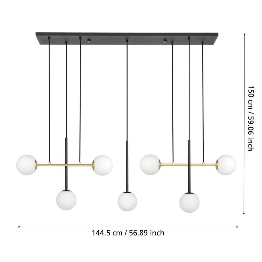 Eglo - Candeeiro suspenso 7xE14/40W/230V dourado/preto