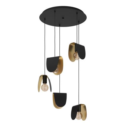 Eglo - Candeeiro suspenso 5xE27/40W/230V preto/dourado