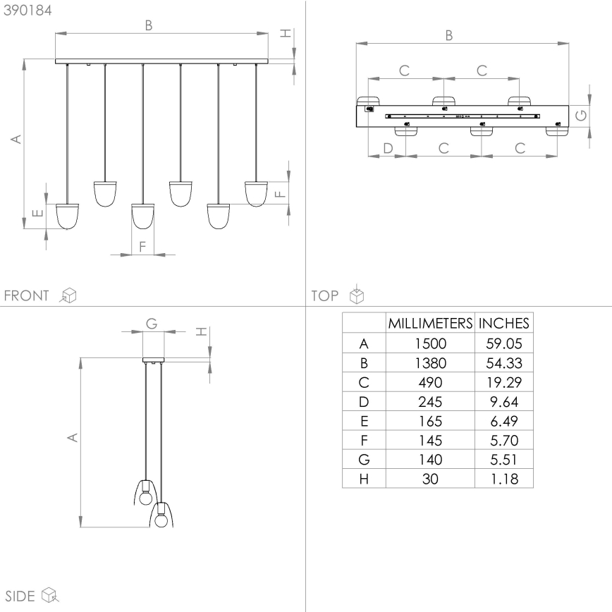 Eglo - Candeeiro suspenso 6xE27/40W/230V preto/dourado