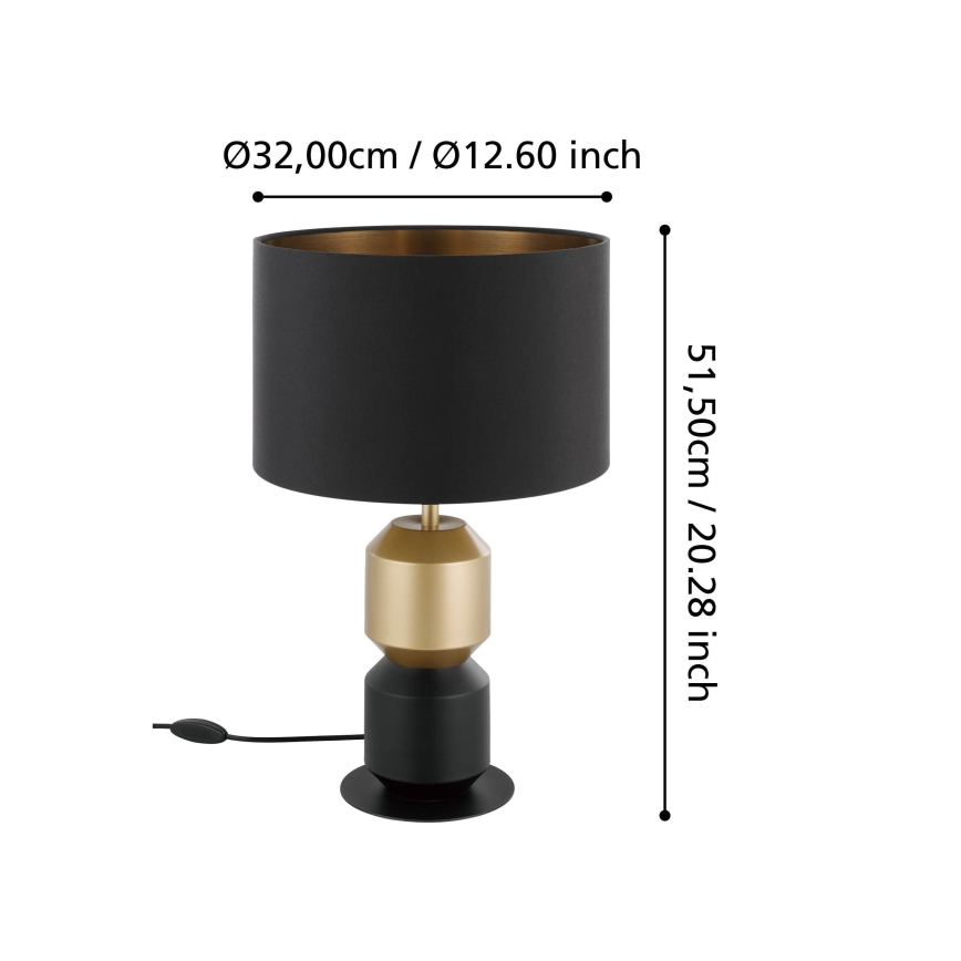 Eglo - Candeeiro de mesa 1xE27/40W/230V preto/dourado