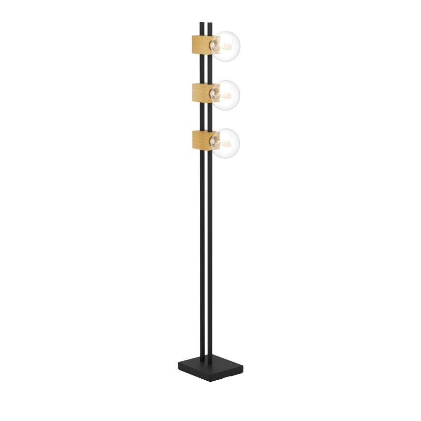 Eglo - Candeeiro de chão 3xE27/40W/230V preto/castanho