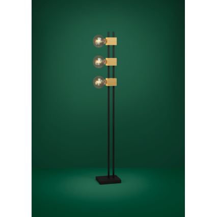 Eglo - Candeeiro de chão 3xE27/40W/230V preto/castanho
