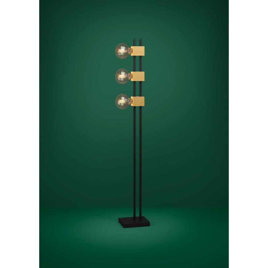 Eglo - Candeeiro de chão 3xE27/40W/230V preto/castanho
