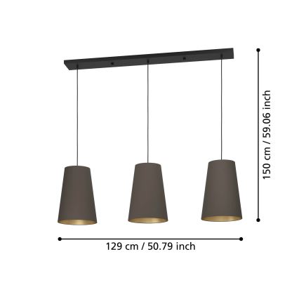 Eglo - Candeeiro suspenso 3xE27/40W/230V castanho