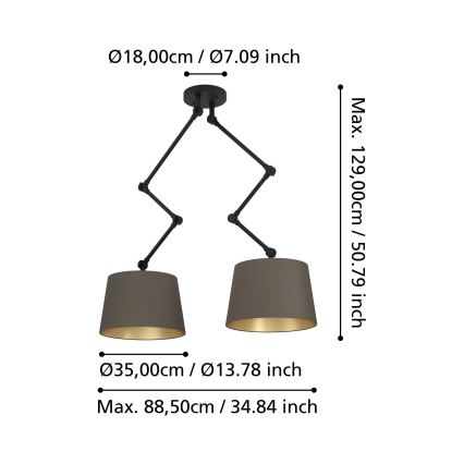 Eglo - Candeeiro suspenso 2xE27/40W/230V castanho