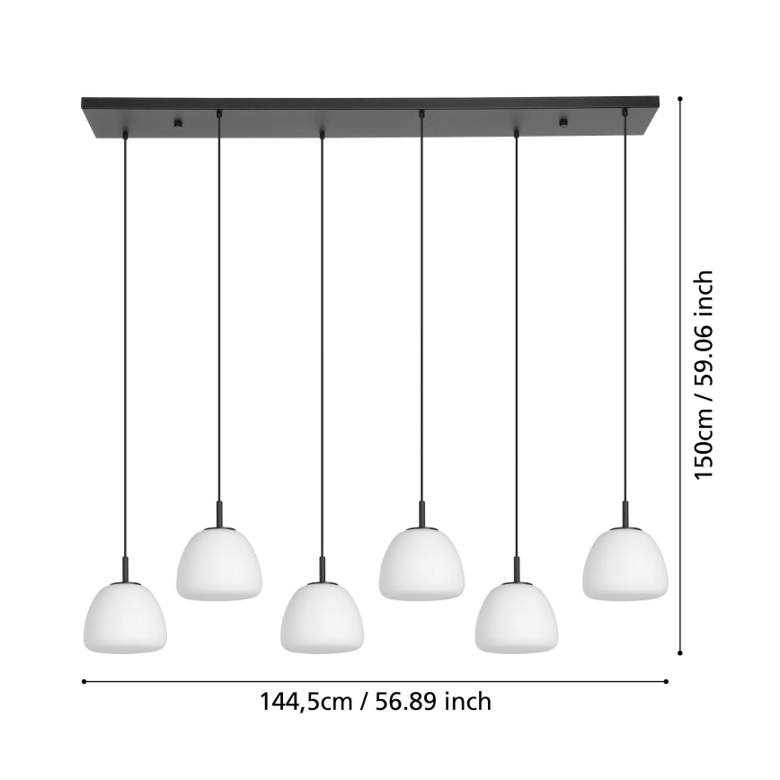 Eglo - Candeeiro suspenso 6xE27/40W/230V preto