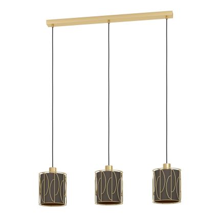 Eglo - Candeeiro suspenso 3xE27/40W/230V dourado/castanho
