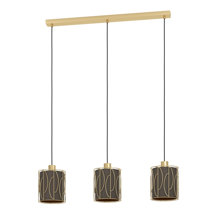 Eglo - Candeeiro suspenso 3xE27/40W/230V dourado/castanho
