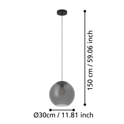 Eglo - Candeeiro suspenso 1xE27/40W/230V fumado