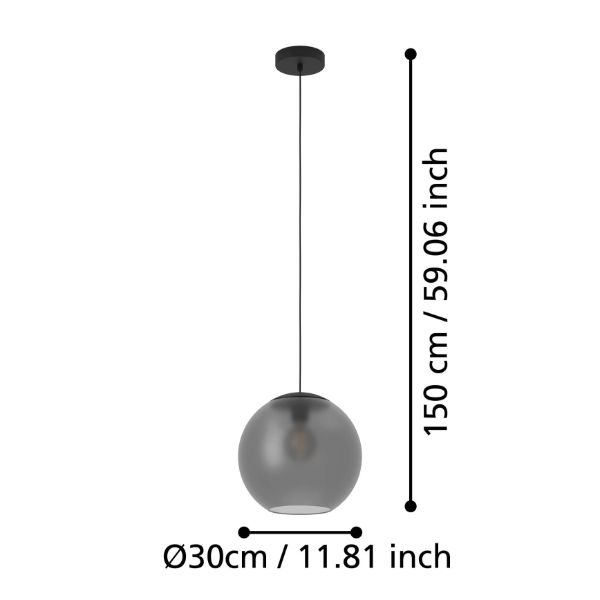 Eglo - Candeeiro suspenso 1xE27/40W/230V fumado