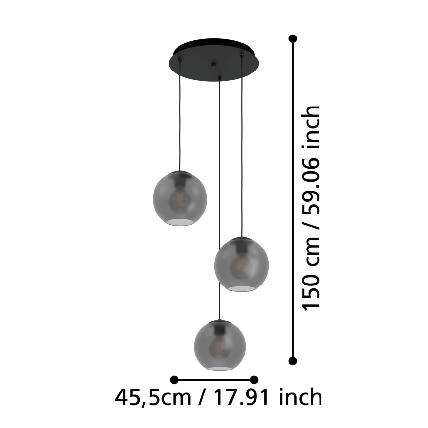 Eglo - Candeeiro suspenso 3xE27/40W/230V fumado