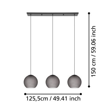 Eglo - Candeeiro suspenso 3xE27/40W/230V fumado