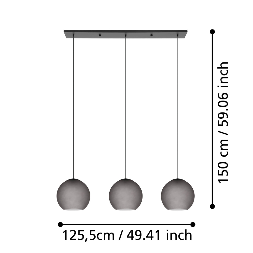 Eglo - Candeeiro suspenso 3xE27/40W/230V fumado