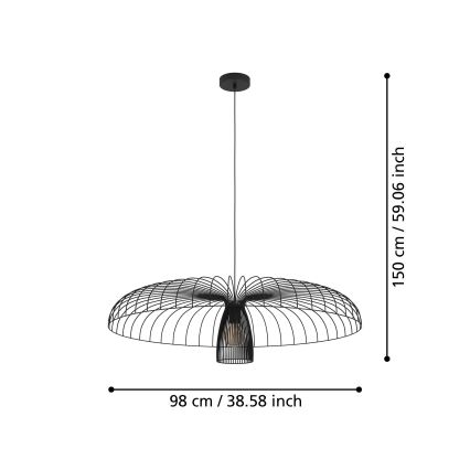 Eglo - Candeeiro suspenso 1xE27/60W/230V diâmetro 98,5 cm preto