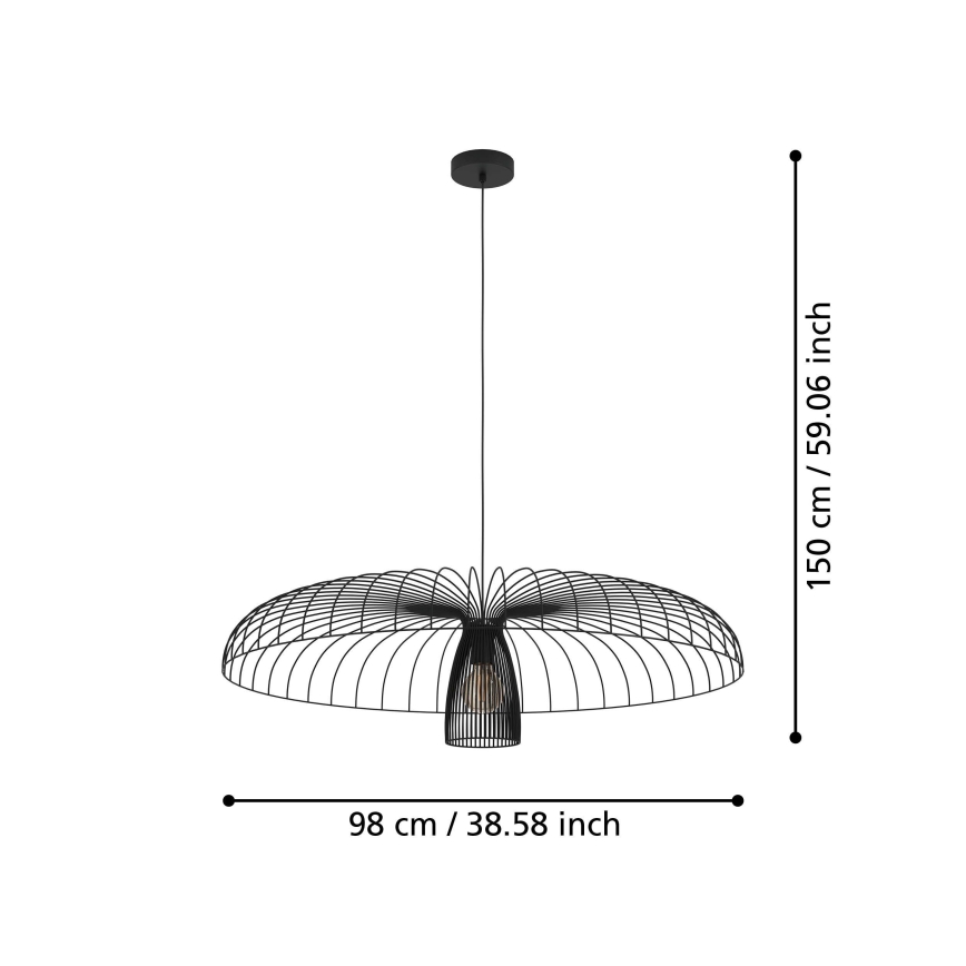 Eglo - Candeeiro suspenso 1xE27/60W/230V diâmetro 98,5 cm preto