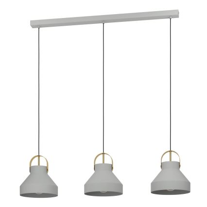 Eglo - Candeeiro suspenso 3xE27/40W/230V cinzento