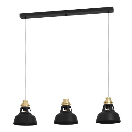 Eglo - Candeeiro suspenso 3xE27/40W/230V preto/dourado