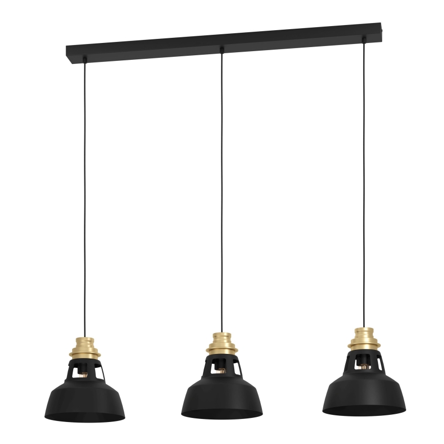 Eglo - Candeeiro suspenso 3xE27/40W/230V preto/dourado