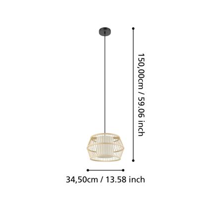 Eglo - Candeeiro suspenso 1xE27/40W/230V bambu