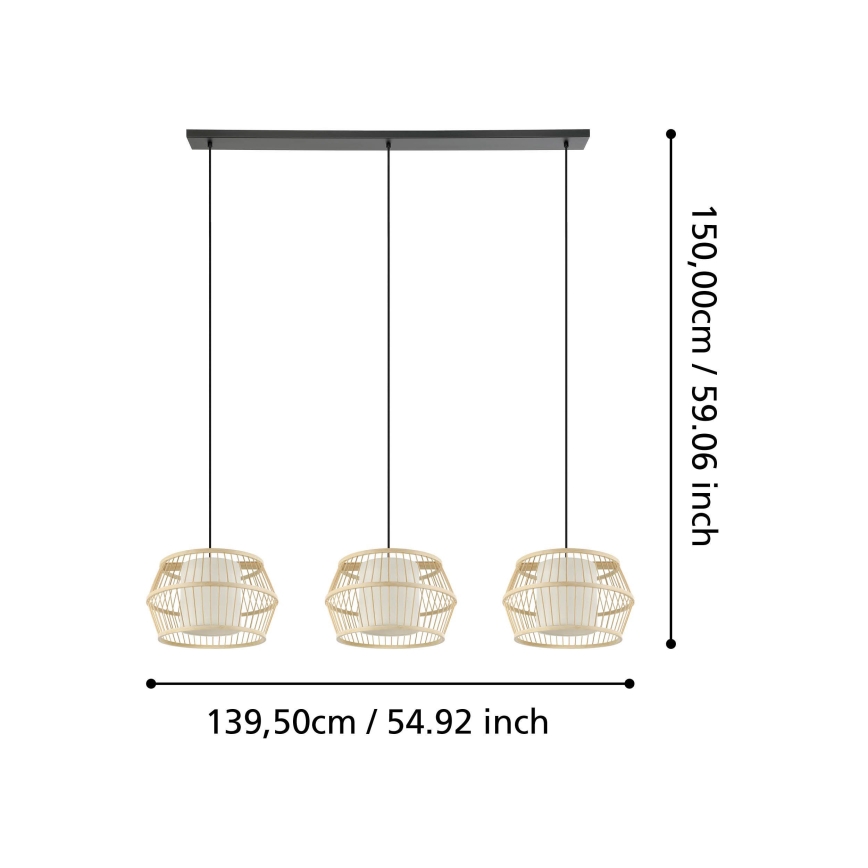 Eglo - Candeeiro suspenso 3xE27/40W/230V bambu