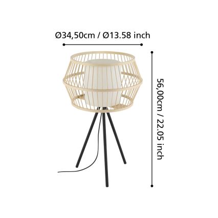 Eglo - Candeeiro de mesa 1xE27/40W/230V bambu