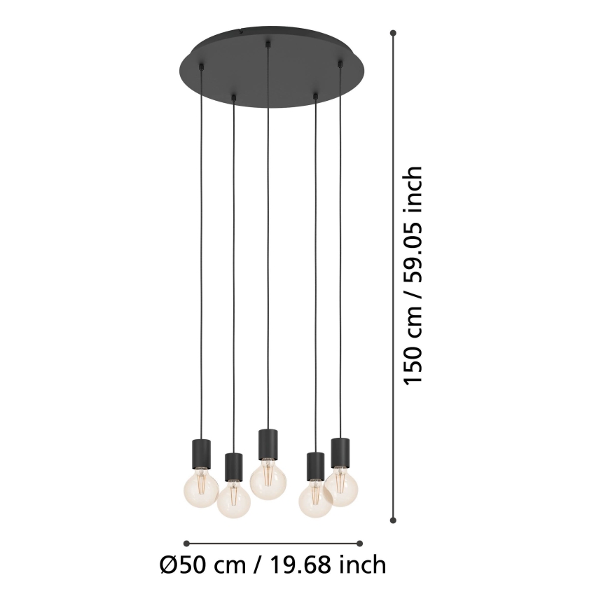 Eglo - Candeeiro suspenso 5xE27/40W/230V preto