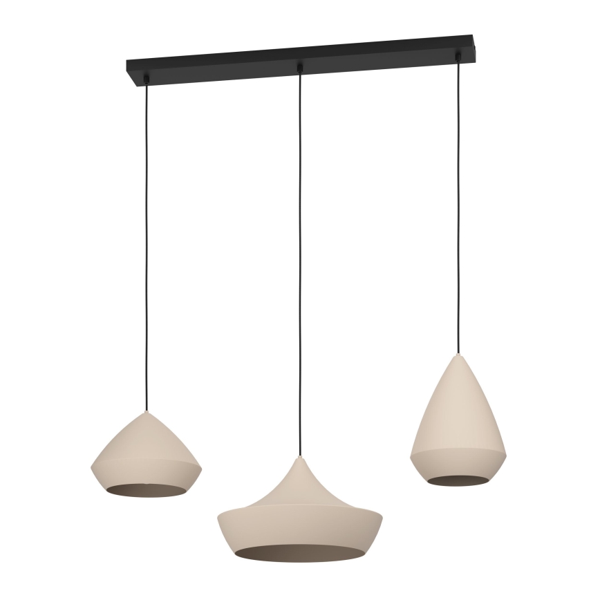 Eglo - Candeeiro suspenso 3xE27/28W/230V bege