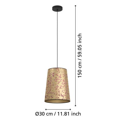 Eglo - Candeeiro suspenso 1xE27/25W/230V dourado/rosa