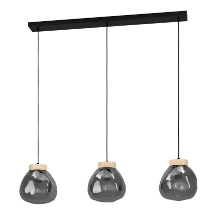 Eglo - Candeeiro suspenso 3xE27/40W/230V fumado