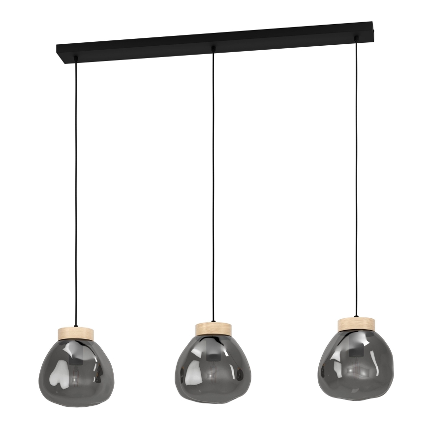 Eglo - Candeeiro suspenso 3xE27/40W/230V fumado