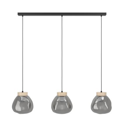 Eglo - Candeeiro suspenso 3xE27/40W/230V fumado