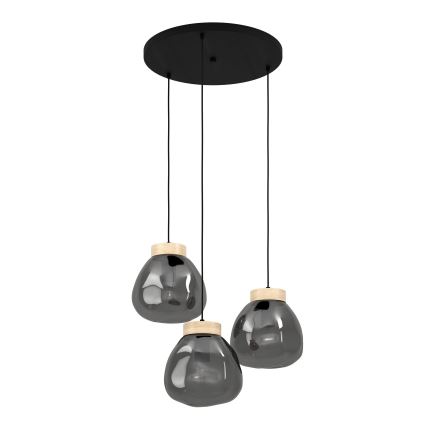 Eglo - Candeeiro suspenso 3xE27/40W/230V fumado