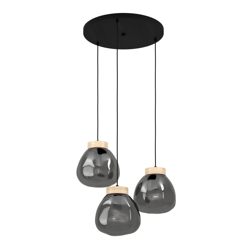 Eglo - Candeeiro suspenso 3xE27/40W/230V fumado