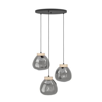 Eglo - Candeeiro suspenso 3xE27/40W/230V fumado