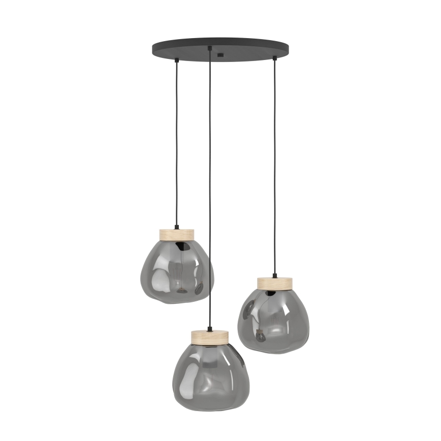 Eglo - Candeeiro suspenso 3xE27/40W/230V fumado