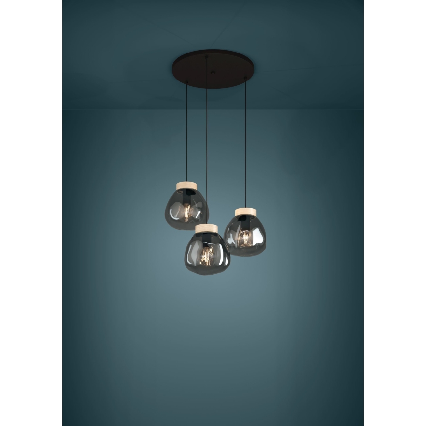 Eglo - Candeeiro suspenso 3xE27/40W/230V fumado
