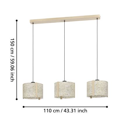 Eglo - Candeeiro suspenso 3xE27/25W/230V bege