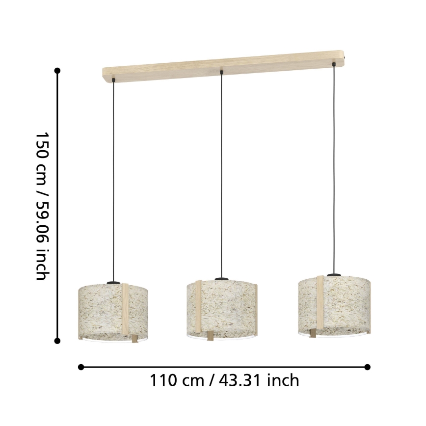 Eglo - Candeeiro suspenso 3xE27/25W/230V bege
