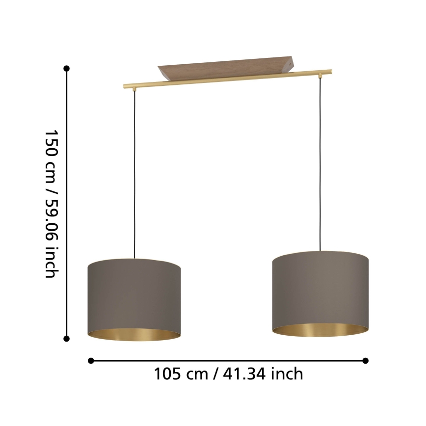 Eglo - Candeeiro suspenso 2xE27/40W/230V castanho/dourado