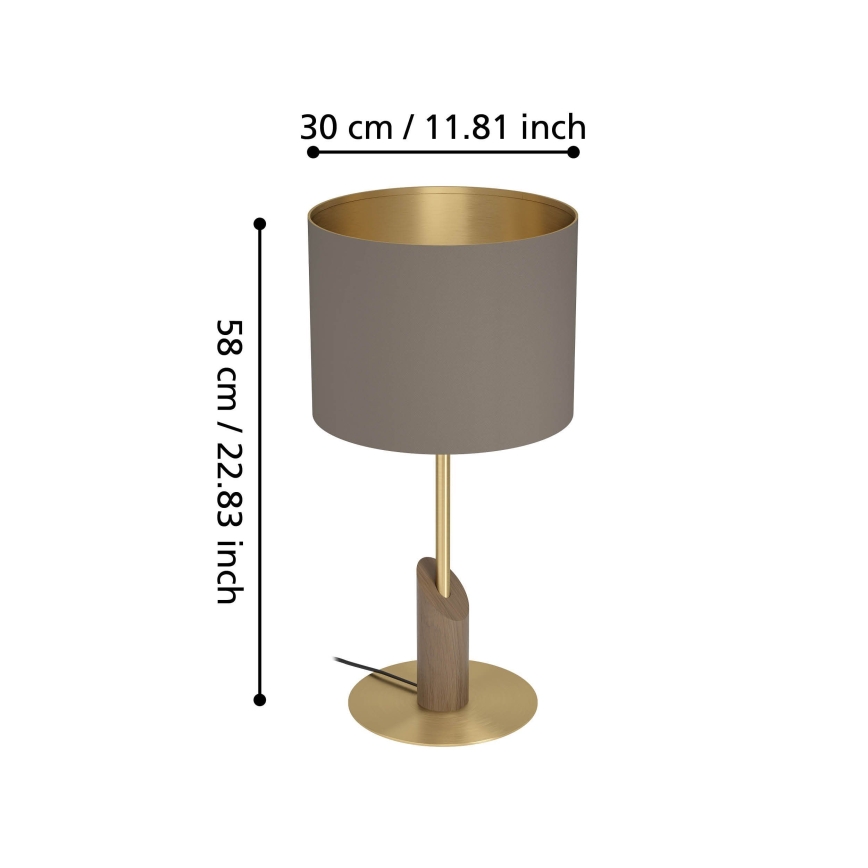 Eglo - Candeeiro de mesa 1xE27/40W/230V castanho/dourado