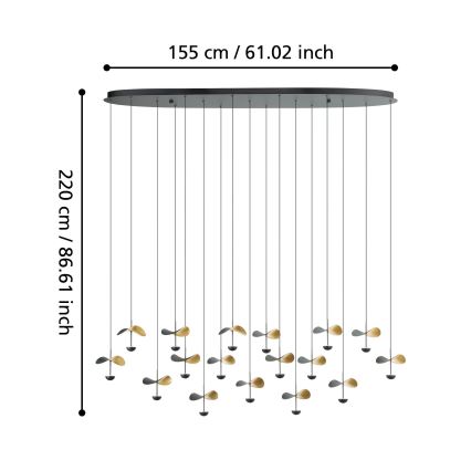 Eglo - Candeeiro suspenso LED com regulação 17xLED/2,3W/230V 3000K